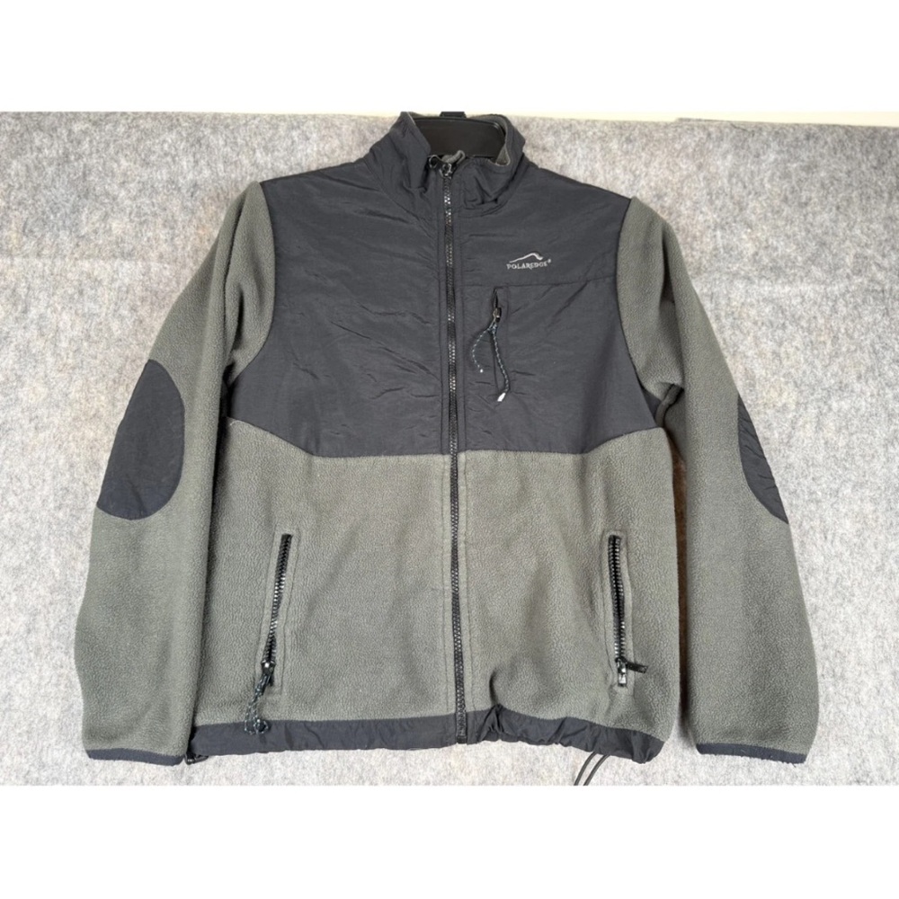 Polar Edge Fleece Jacket Boy's M(10/12) Black Gray Colorblock Long Sleeve Zip-Up